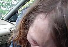 offering my buddy a steamy morning blowjob in car