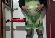 I love giving myself machine masturbation as a shy crossdresser.