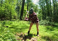 You flashing big tits in the woods?