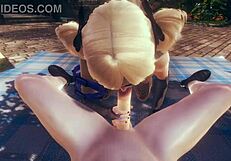 genshin impact hentai pov fischl gets blowjob and cum on face in cosplay