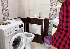 stepmom caught peeing, stepson fucks her ass