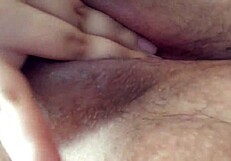 Horny teen stretches wet pussy in public