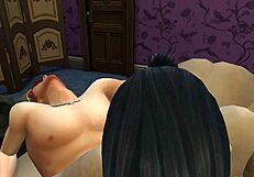 Horny granny rides cock intensely in Sims 4 game