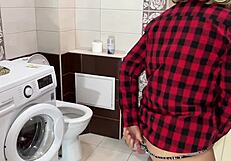 stepmom caught peeing, stepson fucks her ass