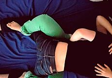 Young couple fucks with big cock and ass in top view