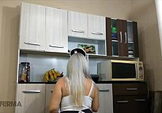 Blonde Milf Maid With Big Ass Bends Over For Horny Boss, Giving Slutty Blowjob While Wife Is Away.