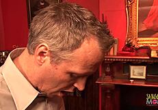 Brunette milf sucks thick dick in stockings doggystyle