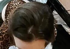 French amateur in black leather pants rims and doggystyles passionately