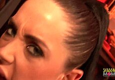 Brunette milf sucks thick dick in stockings doggystyle