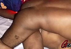 ebony couple have passionate sex with dripping big black cock
