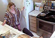 Stepmom fucks stepson after he falls to help him up.