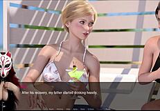 kate 6 shines in a steamy beach game with brunette milf under the sun