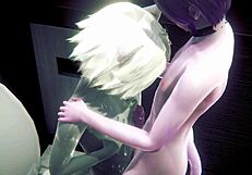 Furry Yaoi: Grey and Pink Cat Boys Bang in Public Toilet