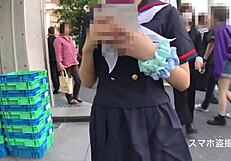 Japanese cute teen idol hides during photoshoot