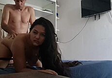 I’m banging my friend’s boyfriend hard in the student apartment.