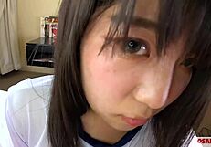 ツルピタおまんこ瞳の大きな可愛いぴちぴち18歳が体操服で20回以上のイキ祭り。ちびっこ体型貧乳ちっぱいさんのパイパンブルマに騎乗位で中出し。アヘ顔、アクメが止まらない。セックス シャワー　ver まお 5 osakaporn