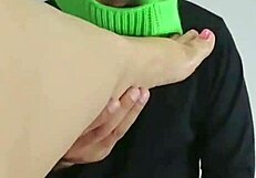 Sucking and fucking with my chubby stepmother's feet