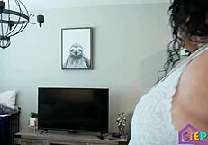 BBW Crystal Blue Feels Excited Calling Neighbor For Taboo Repairs.