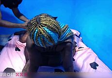 African amazon intensely rides dildo with big butt