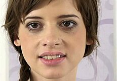 Victoria eagerly sucks and swallows cock.