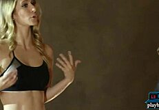 sexy black teen 18+ says, 'i'm undressing for this tough gym workout, watch my athletic ass'