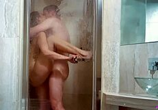 Wet shower sex kicks off the day with steamy doggystyle for eager couple