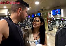 huge ass brazilian slut takes monster cock doggystyle in gym