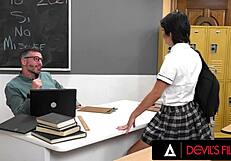 Nicole Aria Rides Teacher's Monster Cock in Classroom