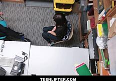 Petite Latina Shoplifter Penelope Reed Has Sex With Big Cock Guard To Avoid Police Arrest