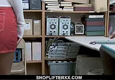 Hot teen 18+ shoplifter scarlett mae fucked by pervy loss prevention officer after stealing tv