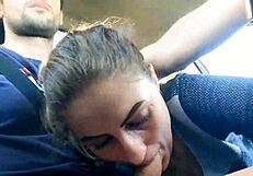 Slutty amateur sucks dick during outdoor sex for facial.