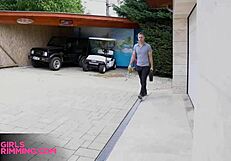 Girlsrimming - Hot brunette Alyssa Bounty gives quick rimjob to repairman before hardcore.