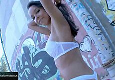 Beautiful Brunette Bent Over In Outdoor Squirt Fuck