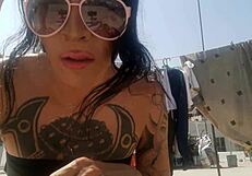 Tranny Neighbor Hangs Thongs, Sparks Hard Erections in Tight Skirt