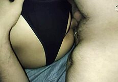 she doesn't let herself be fucked just like that, the brunette schoolgirl lies on the bed waiting for me to fill her ass with my cock