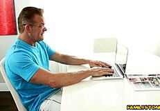 Brittany Shae bends over for step dad's big cock.