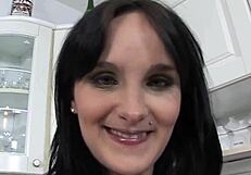 Brunette fingers herself then gets banged hard over pregnant belly