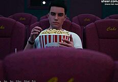 Redhead In Cinema Gets Public Blowjob And Creampie