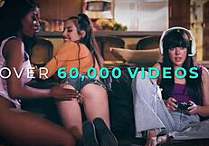 Lez Be Bad - Sexy Brunettes Help Each Other Hard Fucking Upside-Down Babe with Huge Dildo, Sloppy Pussy Toes Fingering Orgasm