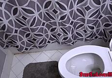 Bathing teen 18+ stepsister sucks big cock!