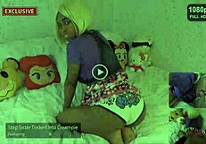 Pretty Ebony Girl Dresses Slowly in Bathroom