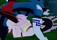 shino sosaki, mandalay, mei hatsume, and izuku midoriya have intense sex in my hero academia hentai