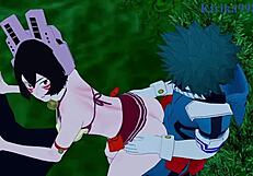 shino sosaki, mandalay, mei hatsume, and izuku midoriya have intense sex in my hero academia hentai