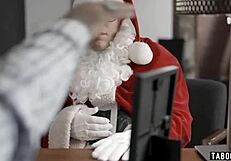 I caught Santa banging a petite teen beauty at boss's home