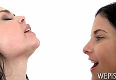 Hot beauties drill vaginas with wild pissing action