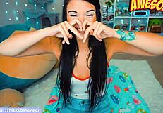 cute nerdy girl chats on webcam