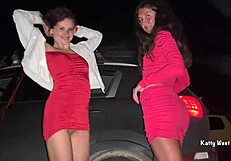 Two Teens Feel Thrill Of Public Pissing Near Car