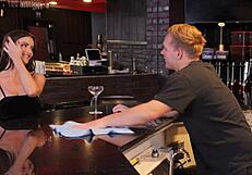 Bartender discovers MILF pussy makes the best cum rag in doggystyle fun.