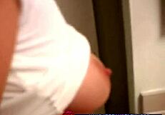 in this pov scene, petite slut claire james undresses, jerks off cock, and gives dirty blowjob while teasing