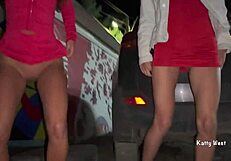 Two Teens Feel Thrill Of Public Pissing Near Car